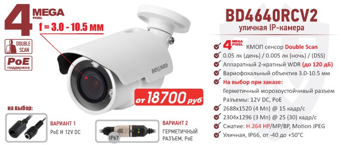 Новинка! 4 Мп уличная IP-камера BD4640RCV2 с Double Scan