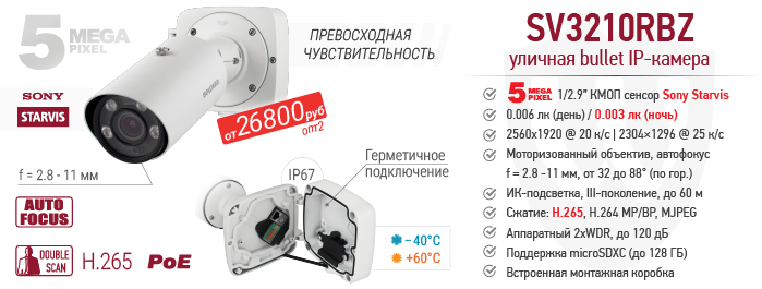Новинка! 5 Мп IP-камера SV3210RBZ с сенсором Starvis