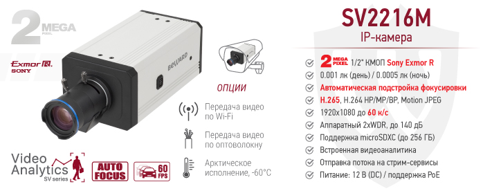 Новинка! 2 Мп сетевая IP-камера SV2216M со встроенной видеоаналитикой