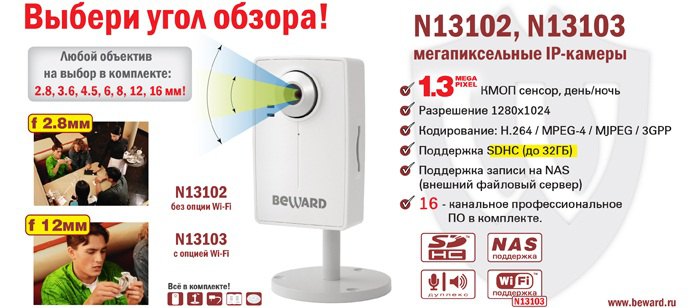 IP-камеры N13102 и N13103: Объективы на выбор - в комплекте!