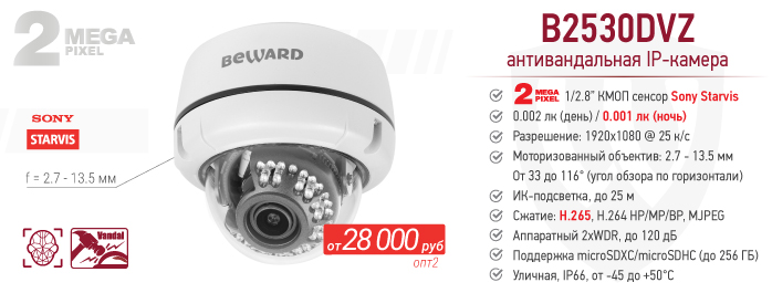 Новинка! 2 Мп IP камера B2530DVZ уникальной антивандальной конструкции «камера в камере»