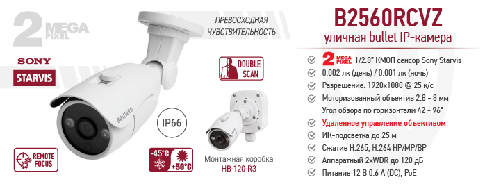 Новинка! 2 Мп мини IP-камера BEWARD B2560RCVZ с моторизованным объективом