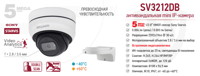 Рекомендуем! Антивандальная mini 5 Мп IP-камера SV3212DB
