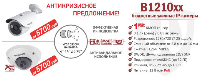 Антикризисное предложение! Мегапиксельные IP-камеры B1210xx