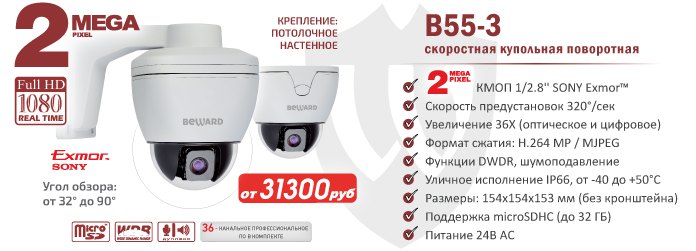 Новинка! 2Мп скоростная купольная поворотная, компактная IP-камера B55-3