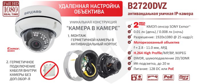 Новинка! 2Мп антивандальная уличная IP-камера BEWARD B2720DVZ