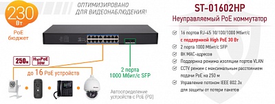 Новинка! 16-портовый коммутатор ST-01602HP Beward