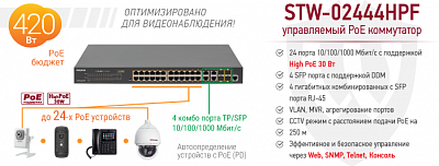 Новинка! Управляемый 24-портовый коммутатор STW-02444HPF