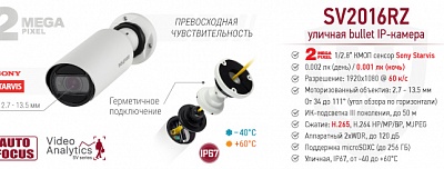 Новинка! Уличная bullet IP-камера SV2016RZ cо скоростью кадров 60 к/с