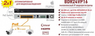 Новинка! 24-канальный IP-видеорегистратор BDR24VP16