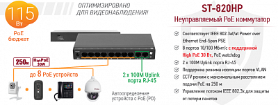 Новинка! Компактный High PoE коммутатор BEWARD ST-820HP
