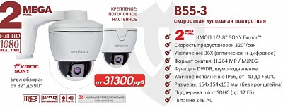 Новинка! 2Мп скоростная купольная поворотная, компактная IP-камера B55-3