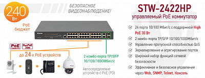 Новинка! 24-портовый коммутатор STW-2422HP Beward